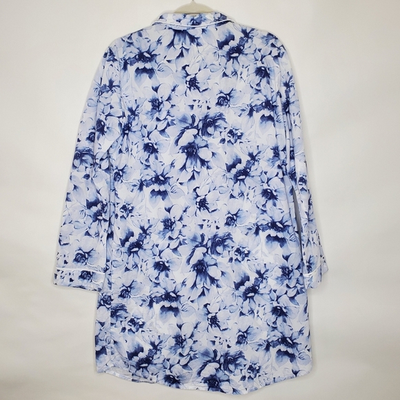 Haven Well Within Organic True Cotton Sleep Shirt Med Blurred Floral Button-up - Picture 6 of 13